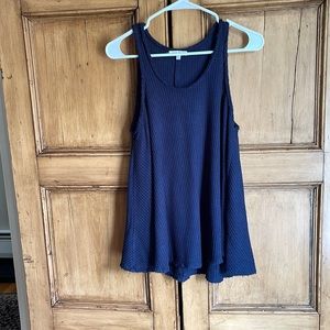 Navy blue waffle cotton swing top